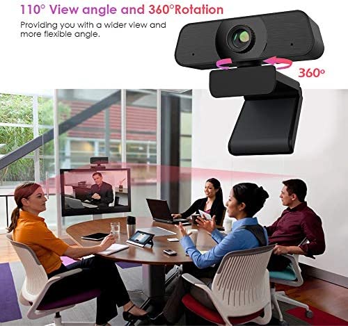 2K PC Webcam with 2 Speakers & Built-in Microphone&Plug and Play for Live Streaming, Online Class